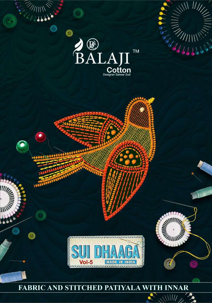 Balaji Sui Dhaga Vol-5 series 5001-5012 cotton printed readymade suit