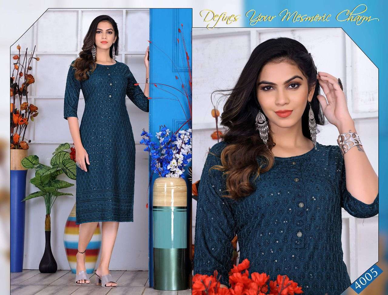 beauty queen winsome series 4001-4008 17 kg heavy rayon kurti