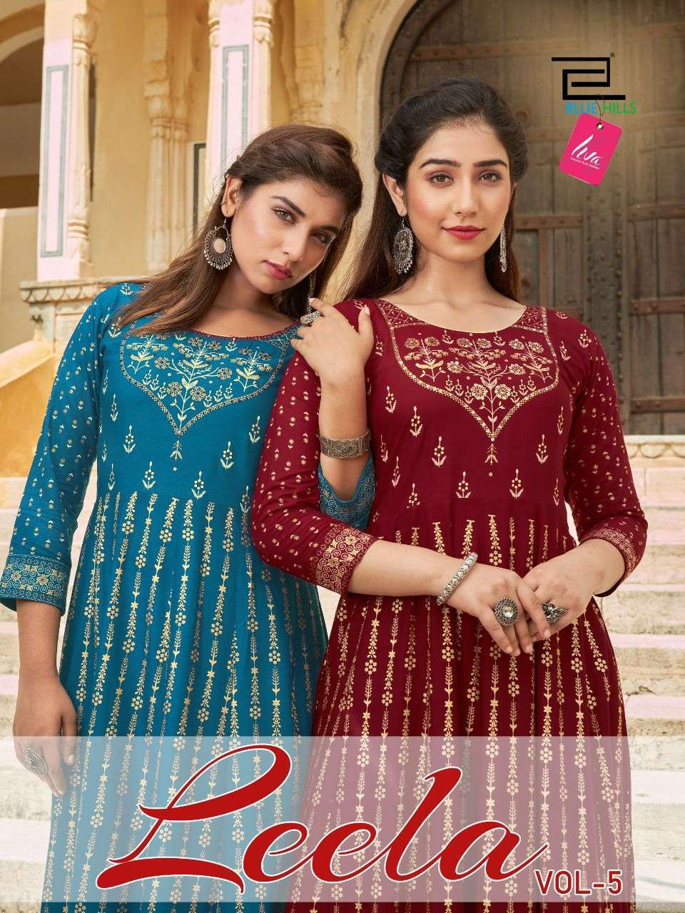 blue hills leela vol 5 series 5001-5006 14 kg rayon kurti