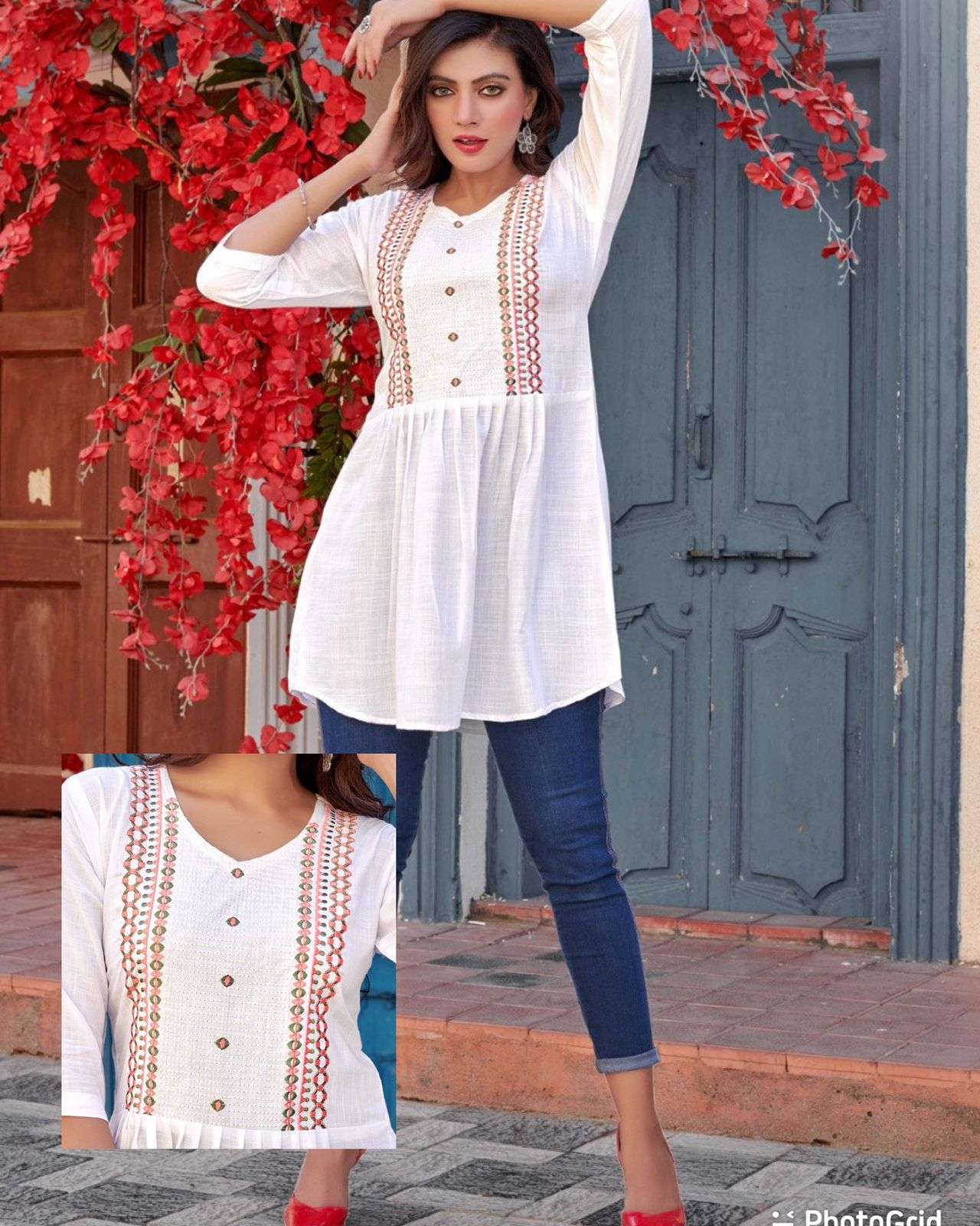 BUBBLY DESIGNER HEAVY RAYON SLUB KURTI 