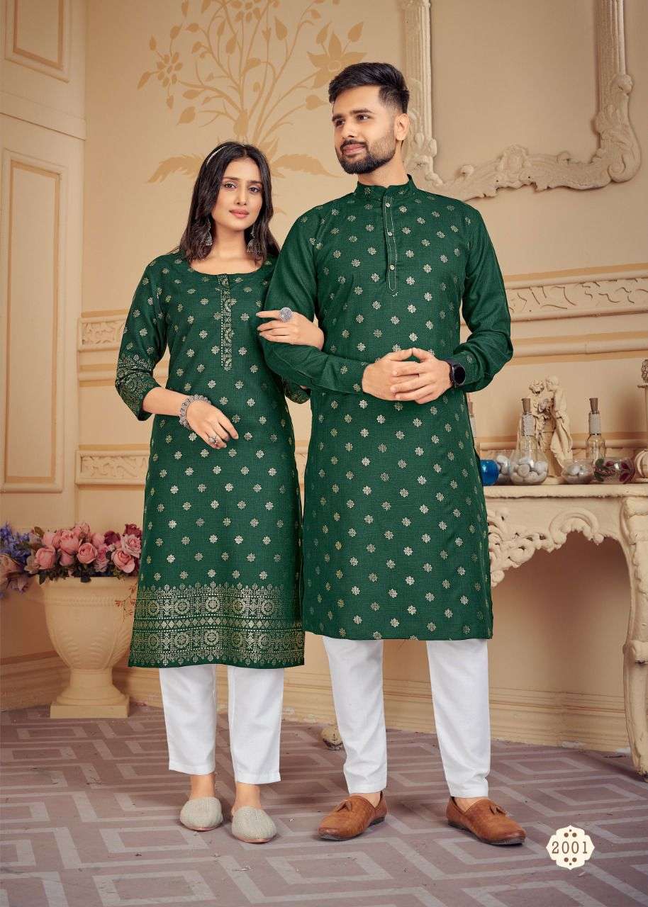 COUPLE GOALS DESIGNER PURE COTTON KURTA 