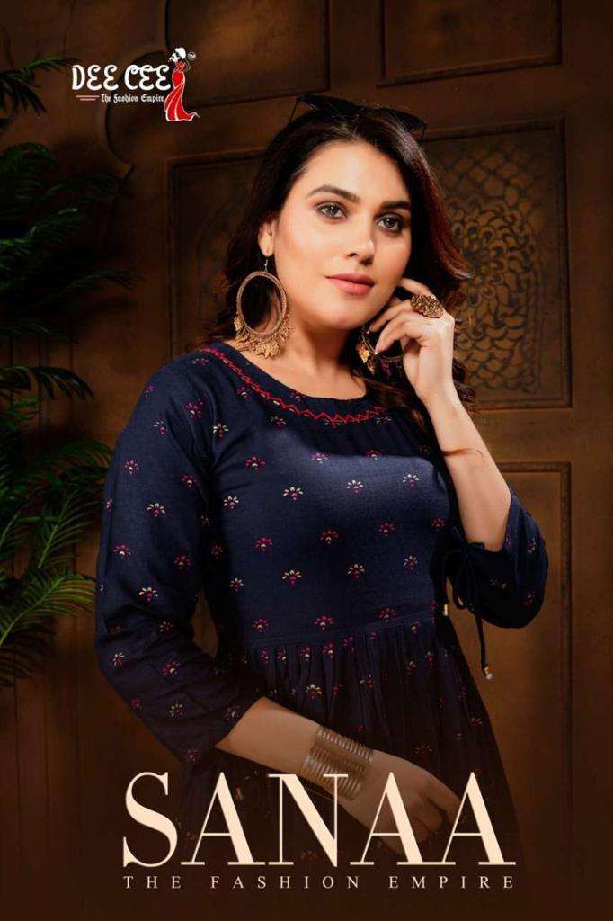 dee cee sanaa series 101-108 heavy rayon slub kurti