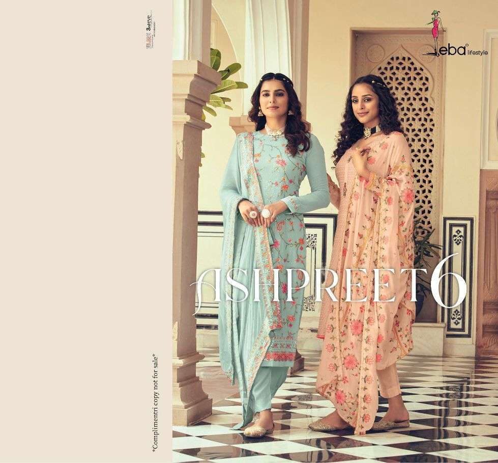 eba ashpreet vol 6 designer heavy chinon and georgette suit 