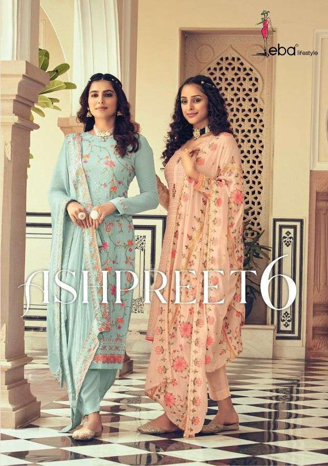 eba ashpreet vol 6 series 1463-1466 heavy chinon georgette suit