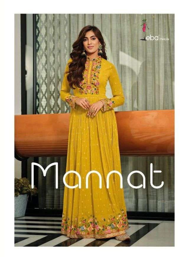 eba lifestyle mannat series 1452-1454 blooming georgette gown