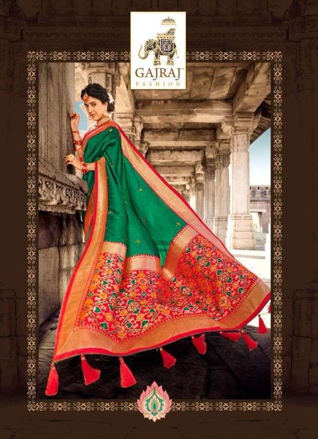 gajraj 300 series banarasi silk saree with pallu border khatli work