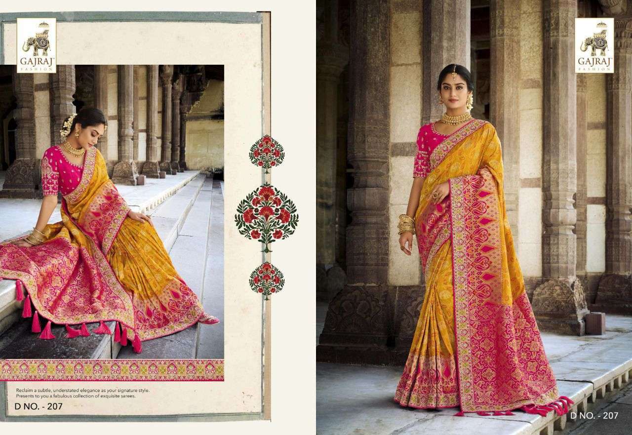 gajraj fashion series 207-218 raw silk saree