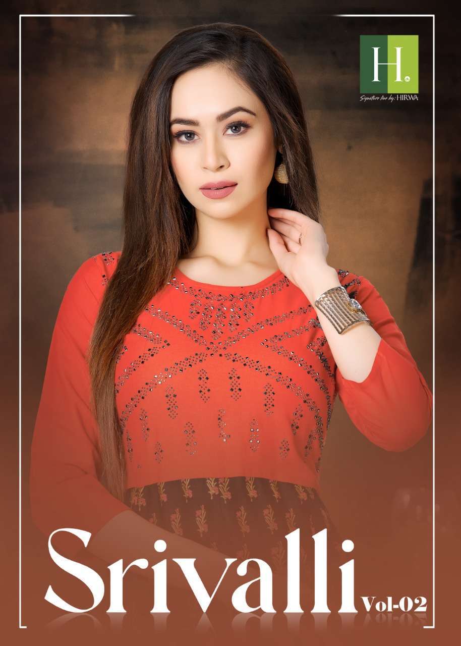 hirwa srivalli vol 2 series 201-208 heavy rayon kurti