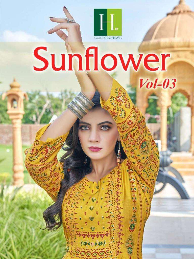 hirwa sunflower vol 3 series 01-10 heavy rayon slub kurti