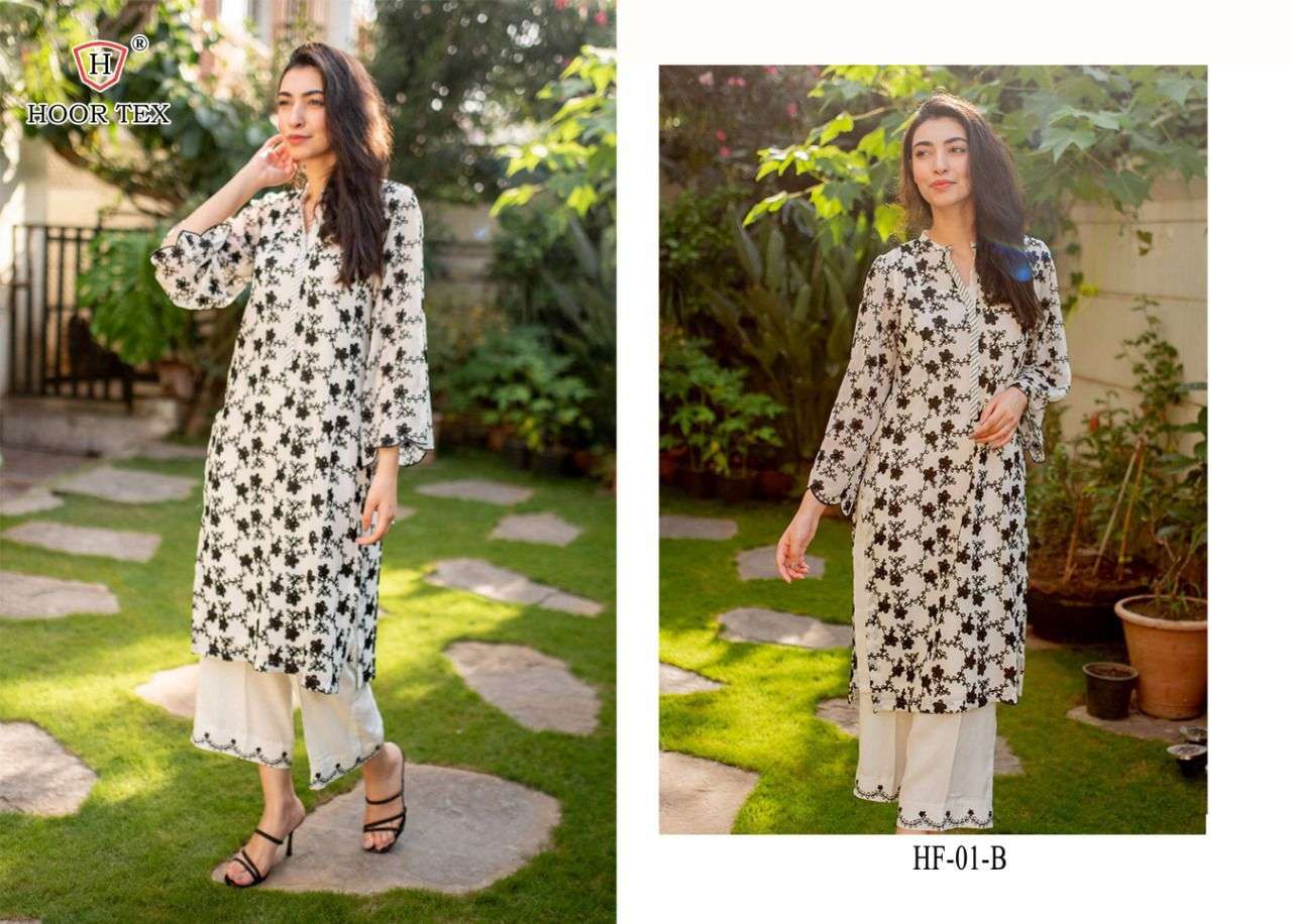 HOOR TEX HF-01 DESIGNER PURE CAMBRIC LAWN KURTI