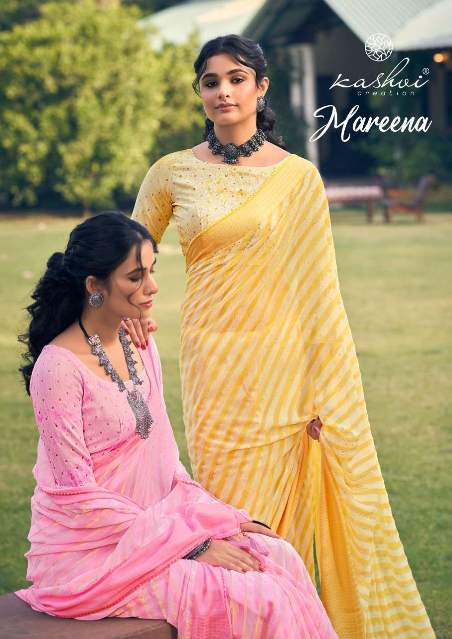 kashvi mareena series 1841-1850 georgette jacquard border saree