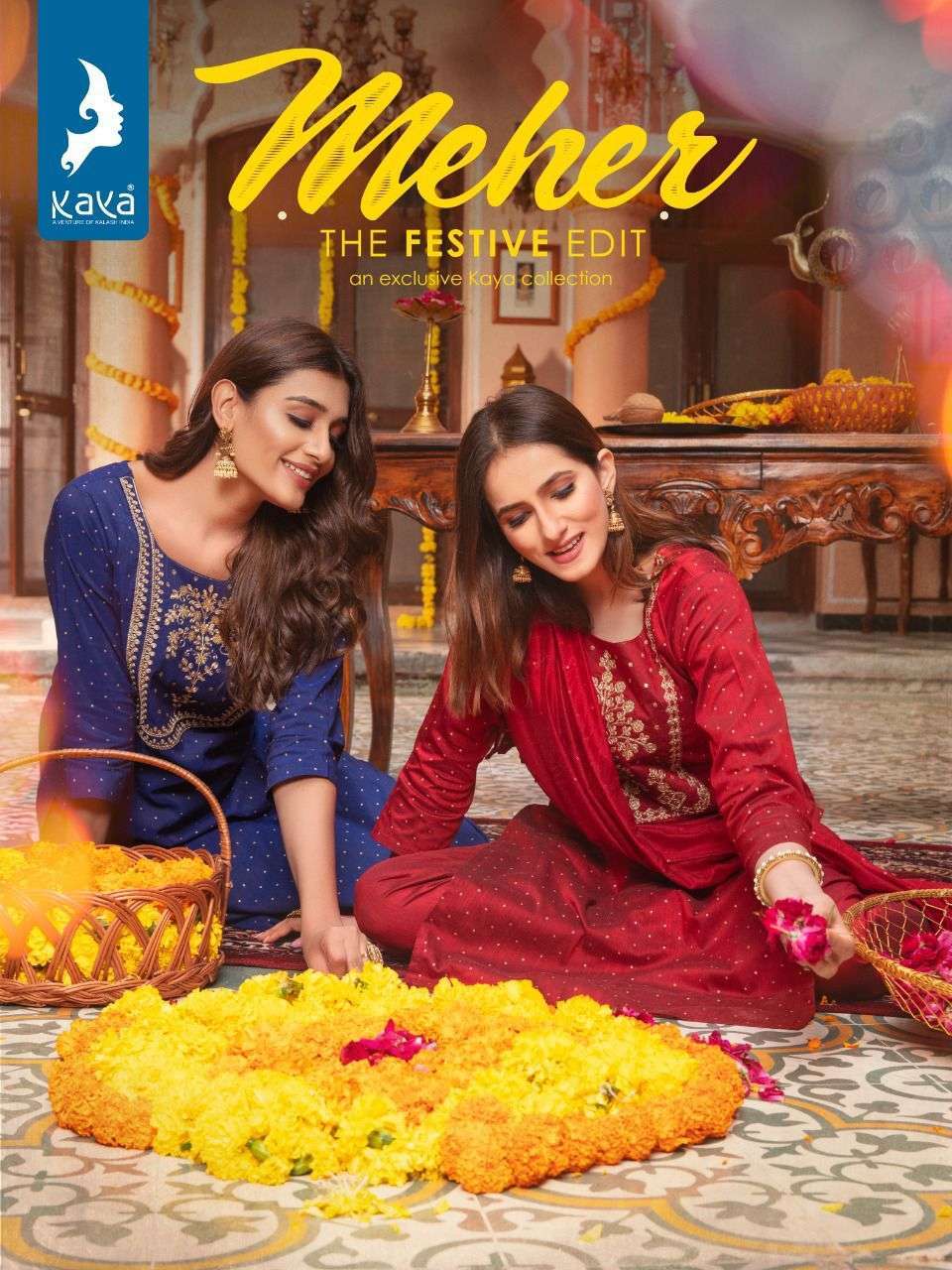 kaya meher series 01-06 silky slub readymade suit