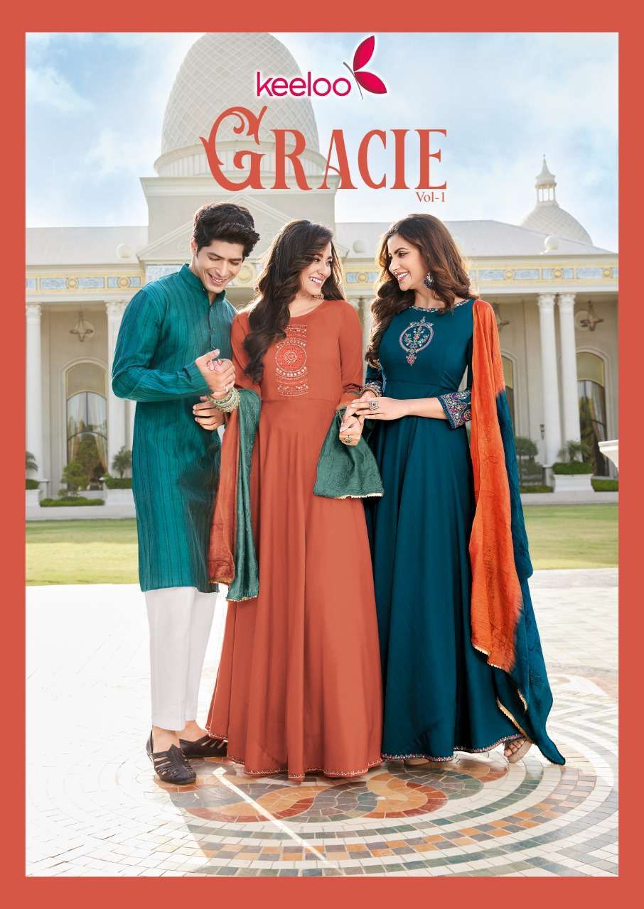 keeloo gracia vol 1 series 1001-1006 fancy viscose gown with dupatta