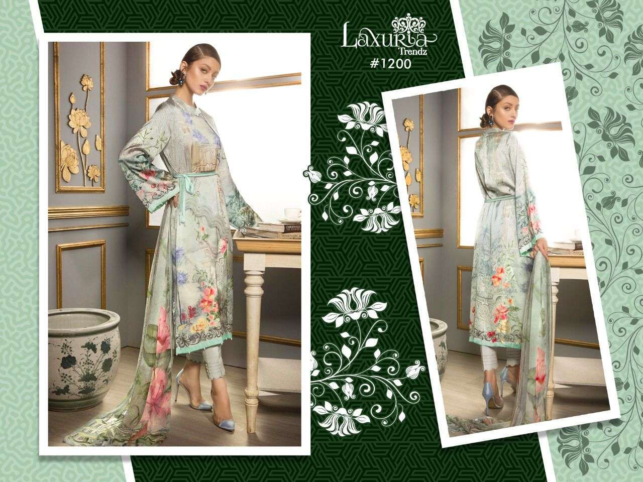 laxuria trendz 1200 muslin readymade suit