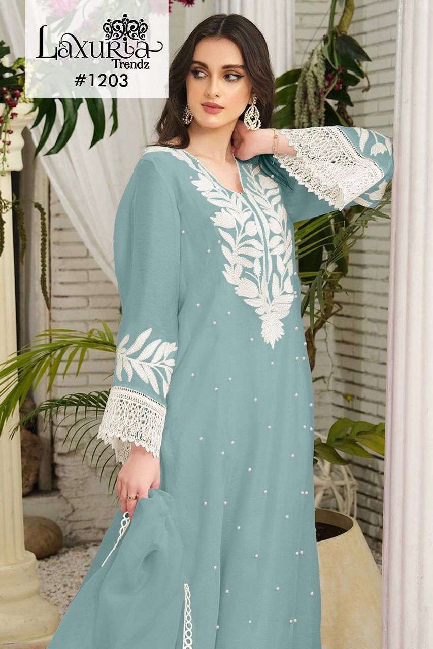 laxuria trendz 1203 faux georgette readymade suit 