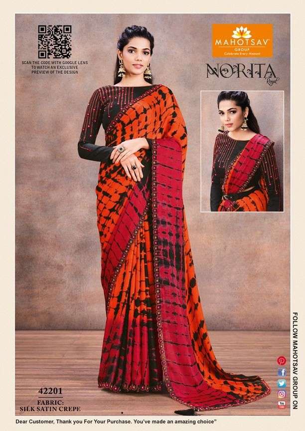 Mahotsav Norita 11808-11825 Series Lycra Silk Embroidery Work Party Wear  Sarees Collection