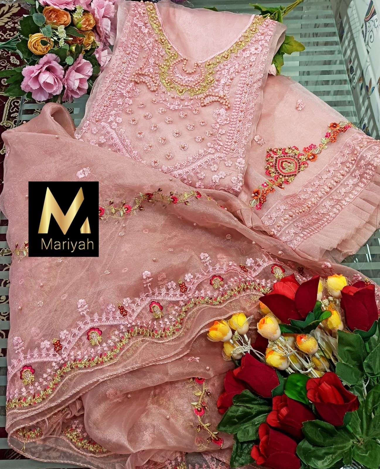 MARIYAH DESIGNER M-42 TO 44 DESIGNER ORGANZA SUIT