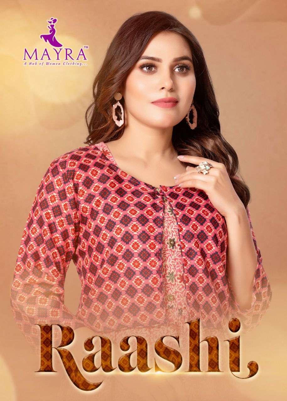 mayra raashi series 901-908 rayon capsule foil print kurti