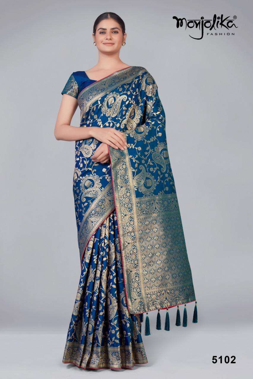 monjolika mahaniya series 5101-5114 banarasi silk saree
