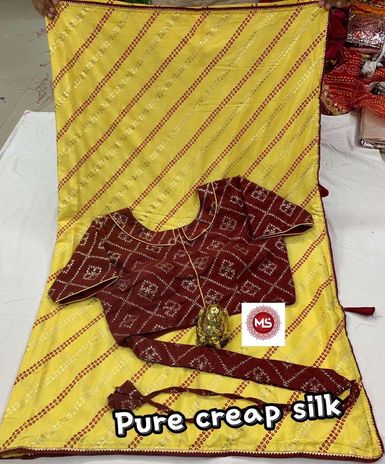 MS BRAND CREAP DESIGNER HEAVY CRAPE SILK SAREE