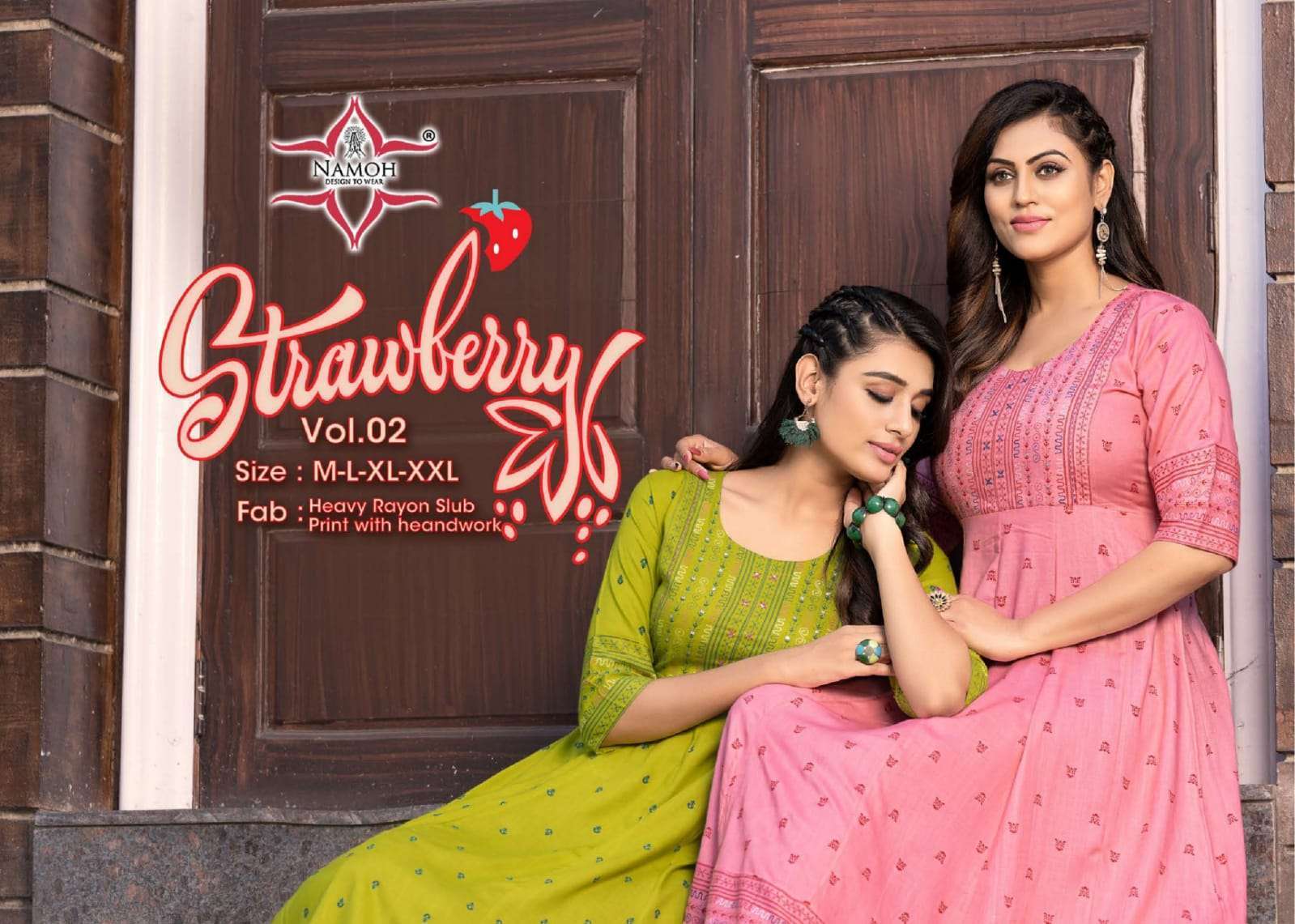 namoh strawberry vol 2 series 101-106 heavy rayon slub kurti