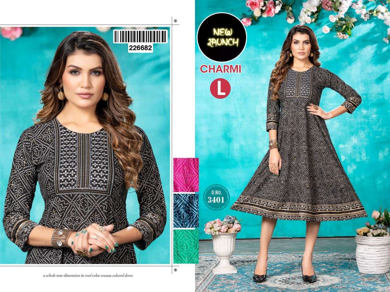 new riyaa charmi 3401 heavy rayon print kurti