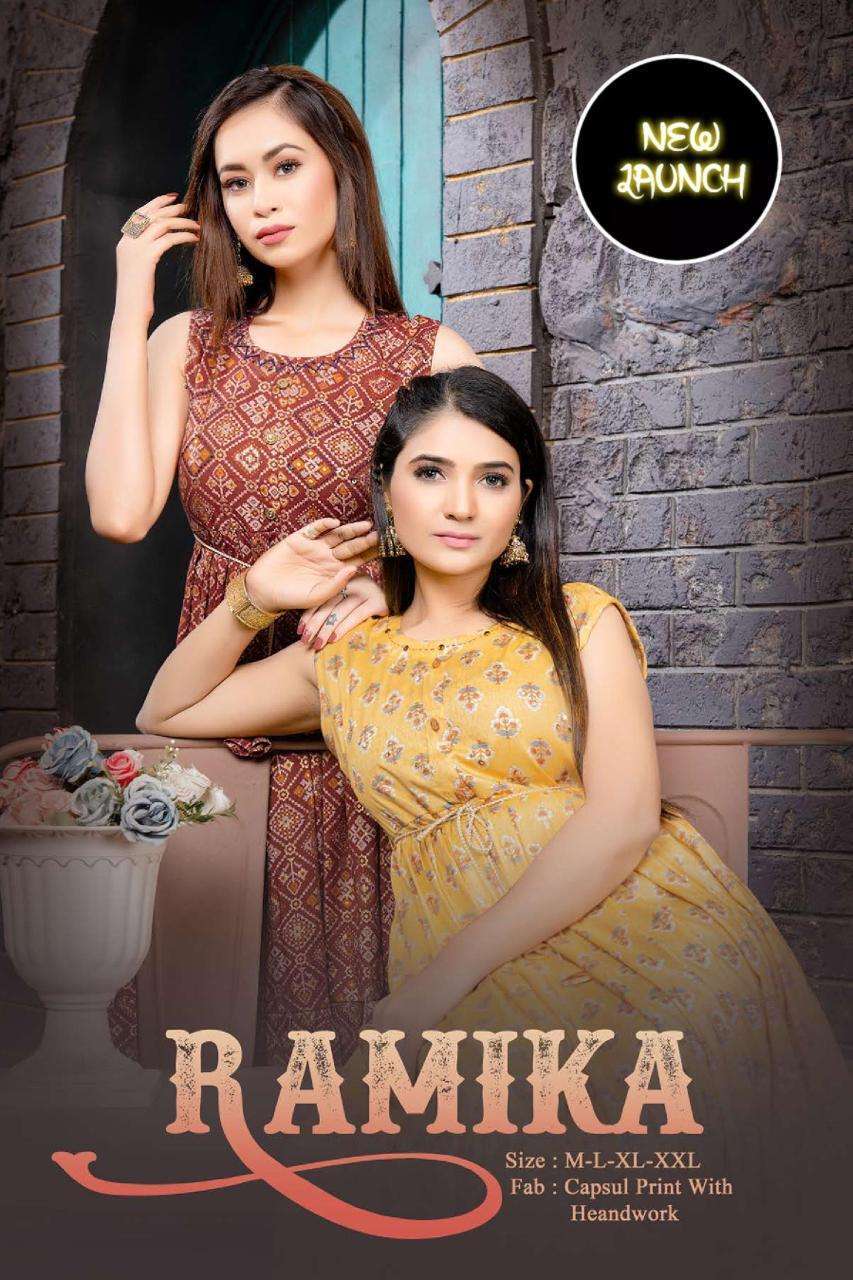 new riyaa ramika vol 1 series 101-108 heavy capsule print kurti 