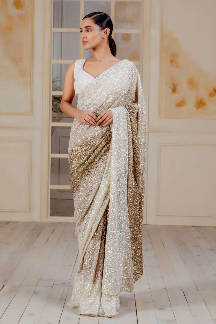 pr 3283 design heavy sequence embroidery work fancy saree