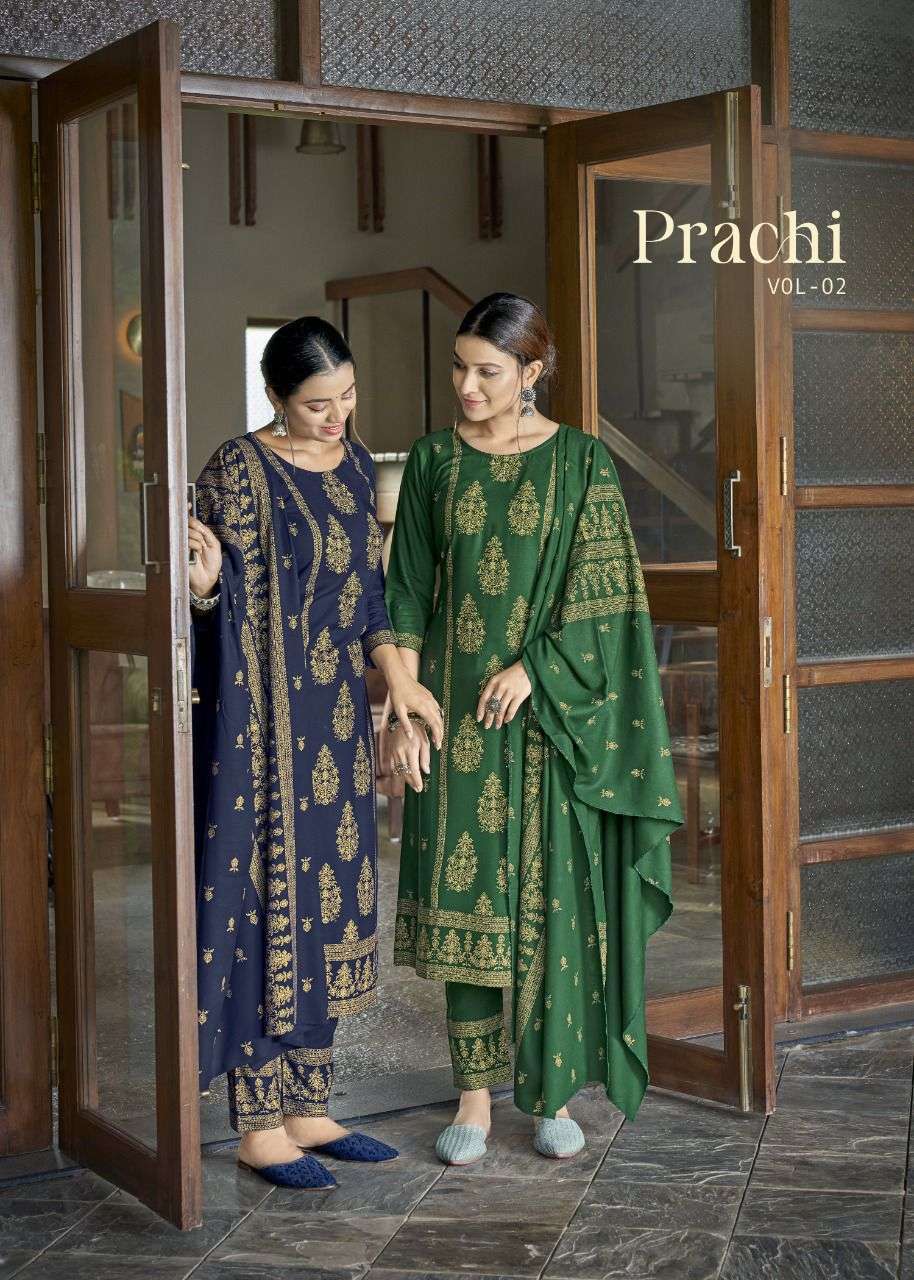 prachi vol 2 series 1001-1006 heavy 14 kg rayon readymade suit