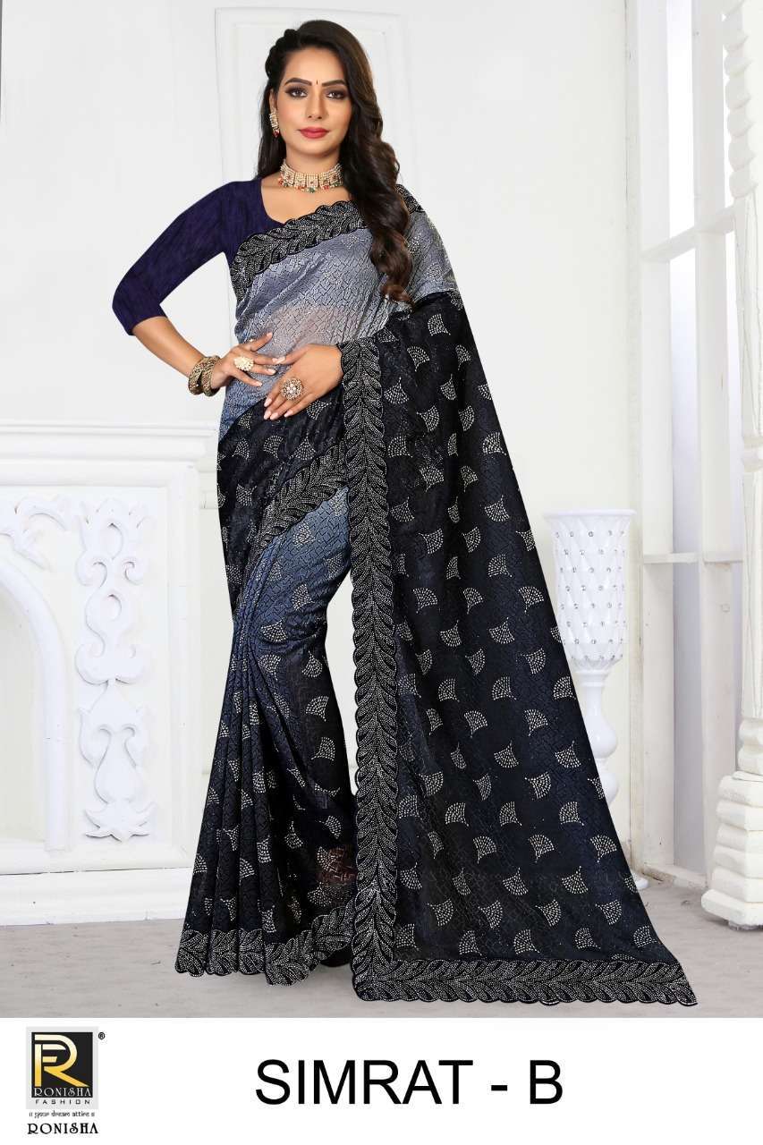 ranjna saree Simrat Lycra Heavy Diamond Work saree