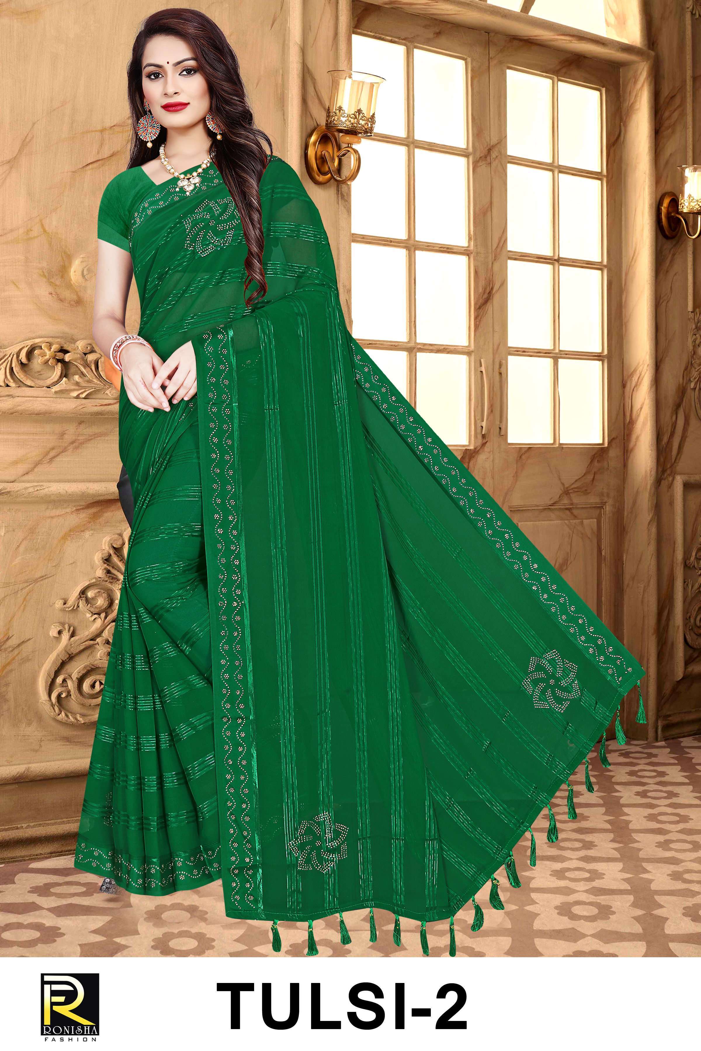 ranjna saree tulsi weightless georgette pattern saree