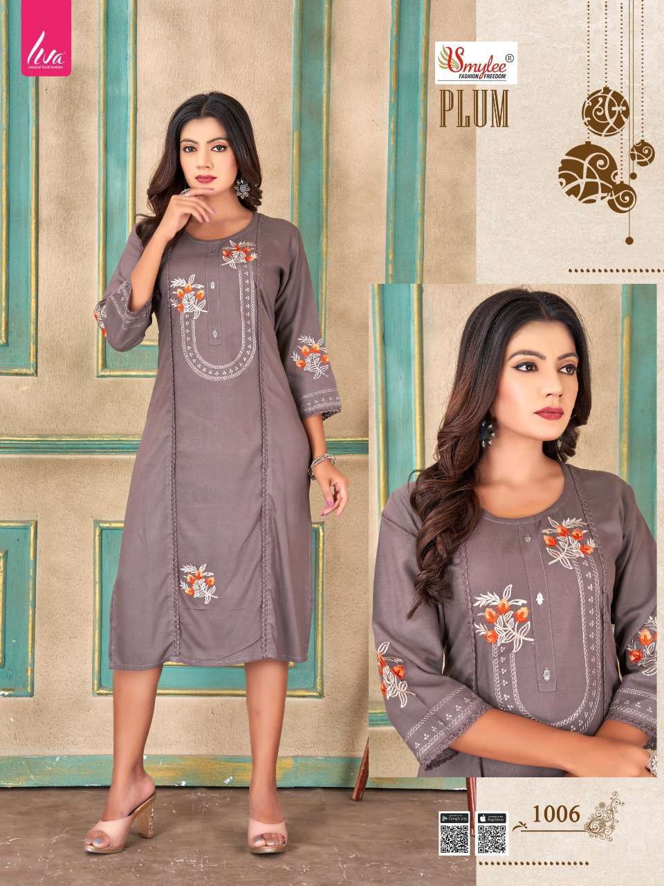 rung plum series 1001-1008 heavy liva kurti