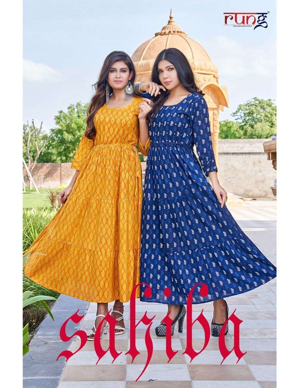 rung sahiba series 1001-1006 rayon print kurti