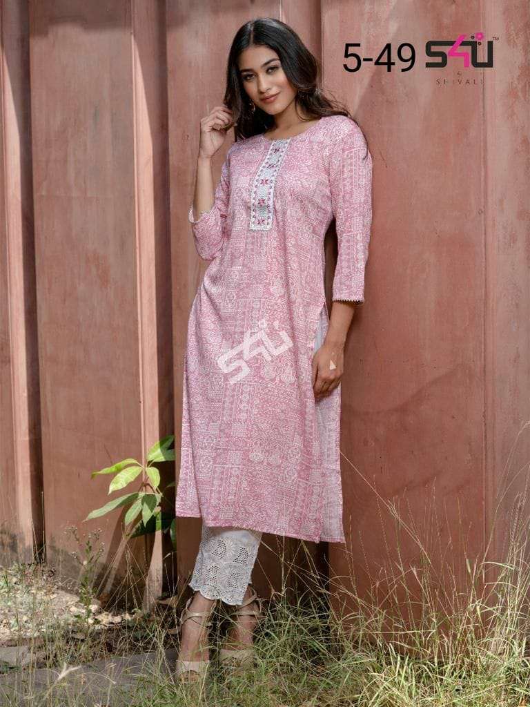 s4u pr 49 design pinkish printed kurti