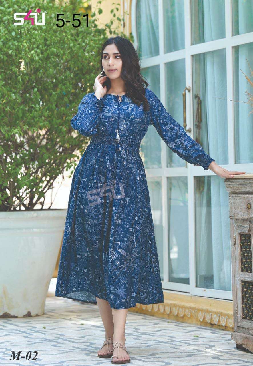 s4u pr 51 design fancy long kurti