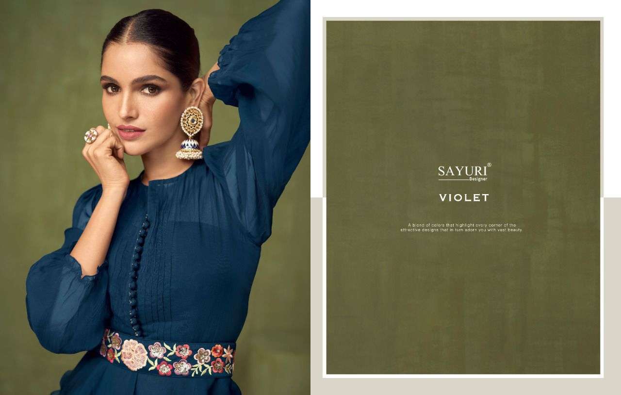 SAYURI VIOLET DESIGNER REAL GEORGETTE SUIT 