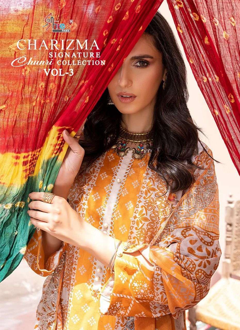 shree fabs charizma signature chunri vol 3 series 2322-23228 pure lawn cotton suit