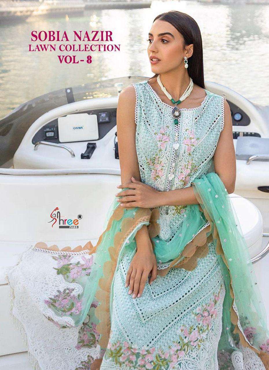 shree fabs sobia nazir lawn collection vol 8 series 2285-2290 pure cotton suit 