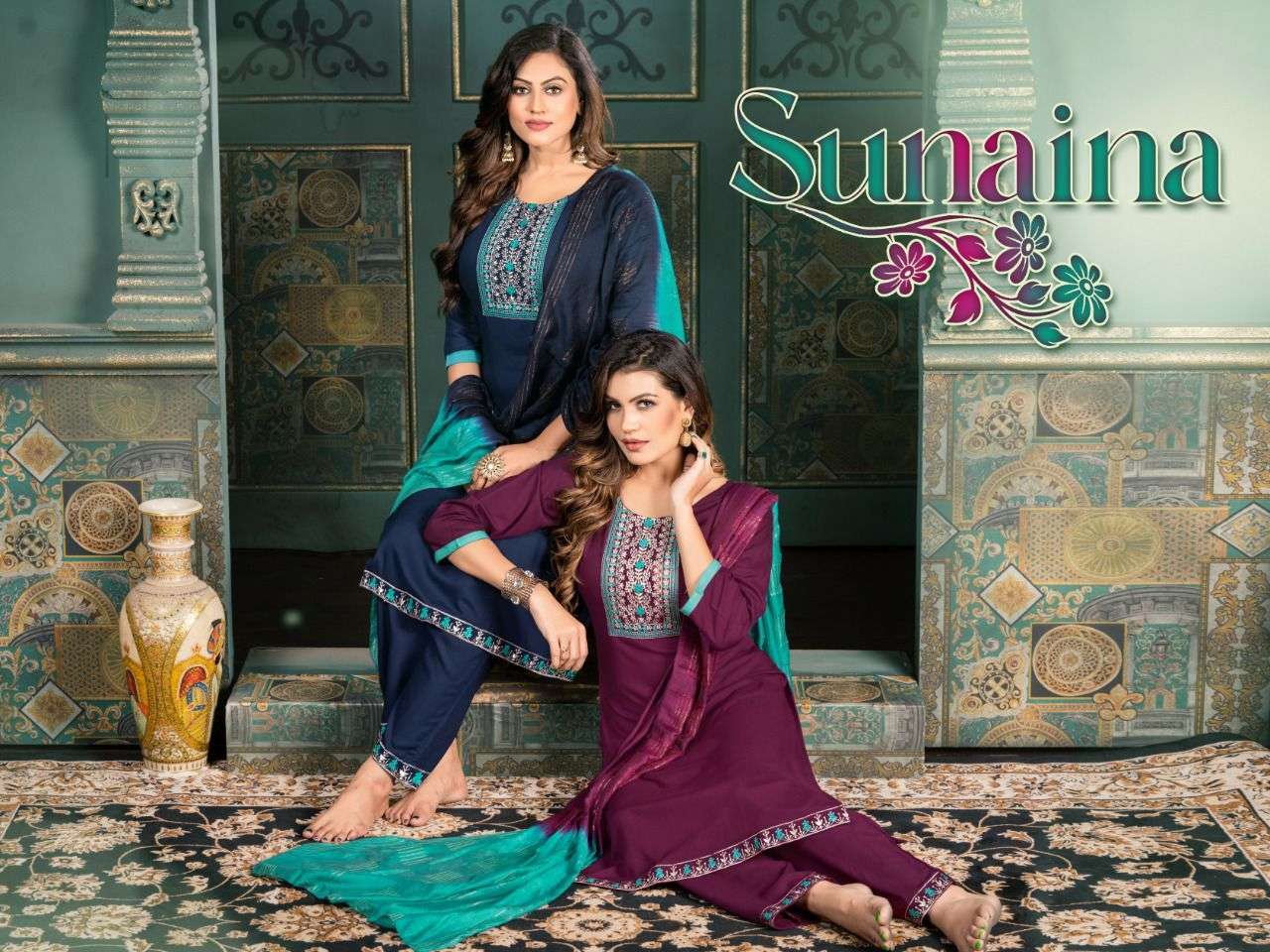 suma sunaina series 101-106 14 kg rayon readymade suit 