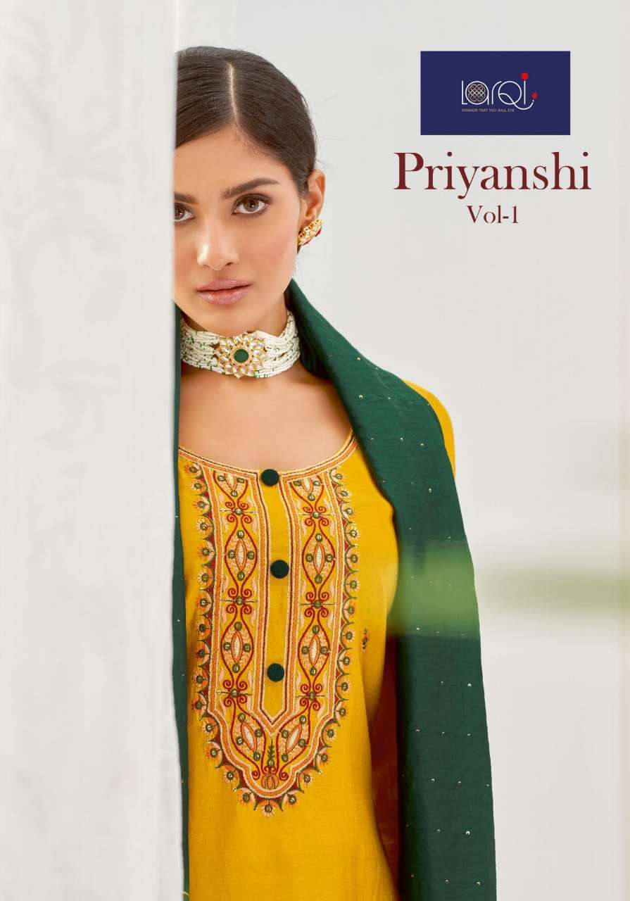 suryajyoti larqi priyanshi vol 1 series 1001-1008 viscose silk readymade suit