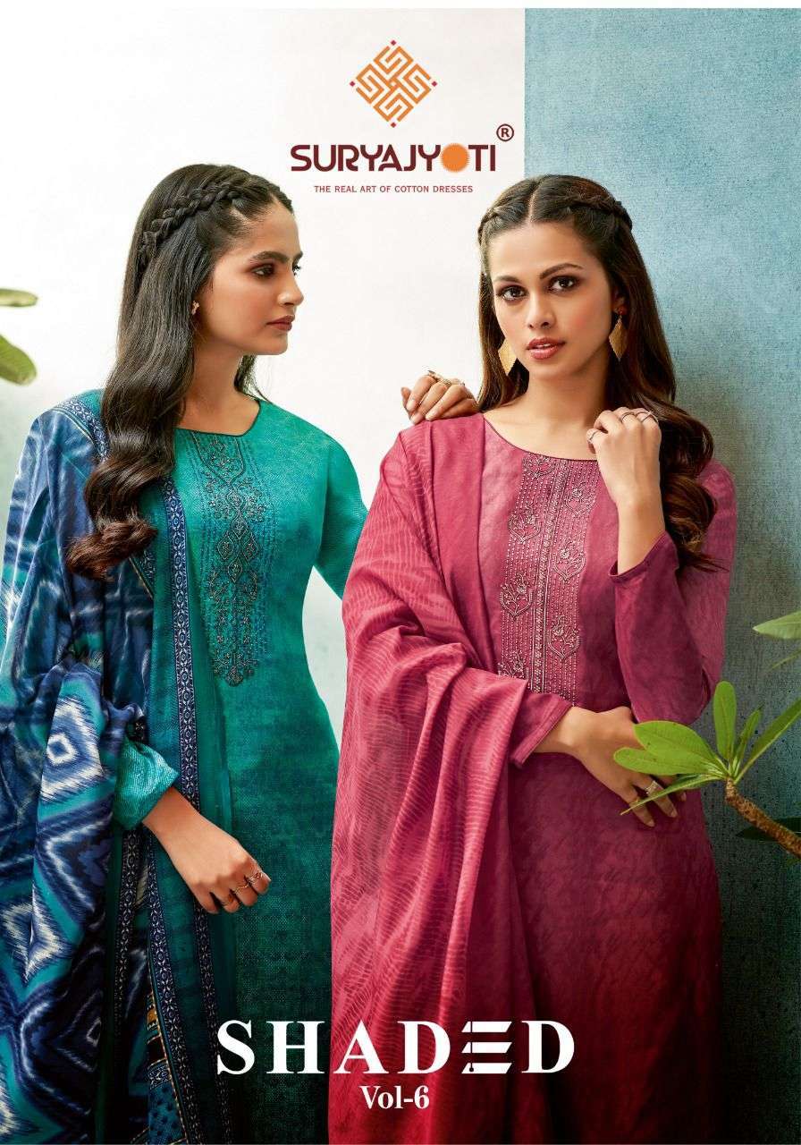 suryajyoti shaded vol 6 series 6001-6008 satin cotton suit 