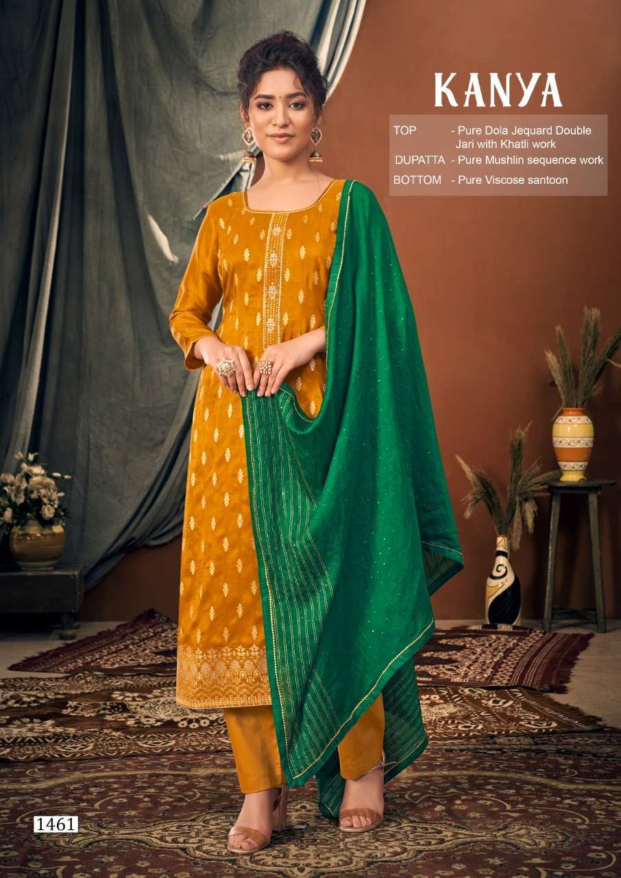 triple aaa kanya series 1461-1466 pure dola jacquard suit 