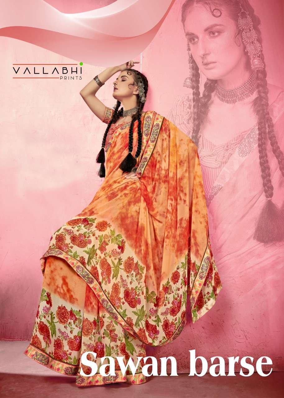 vallabhi sawan barse series 13377-13382 georgette saree 