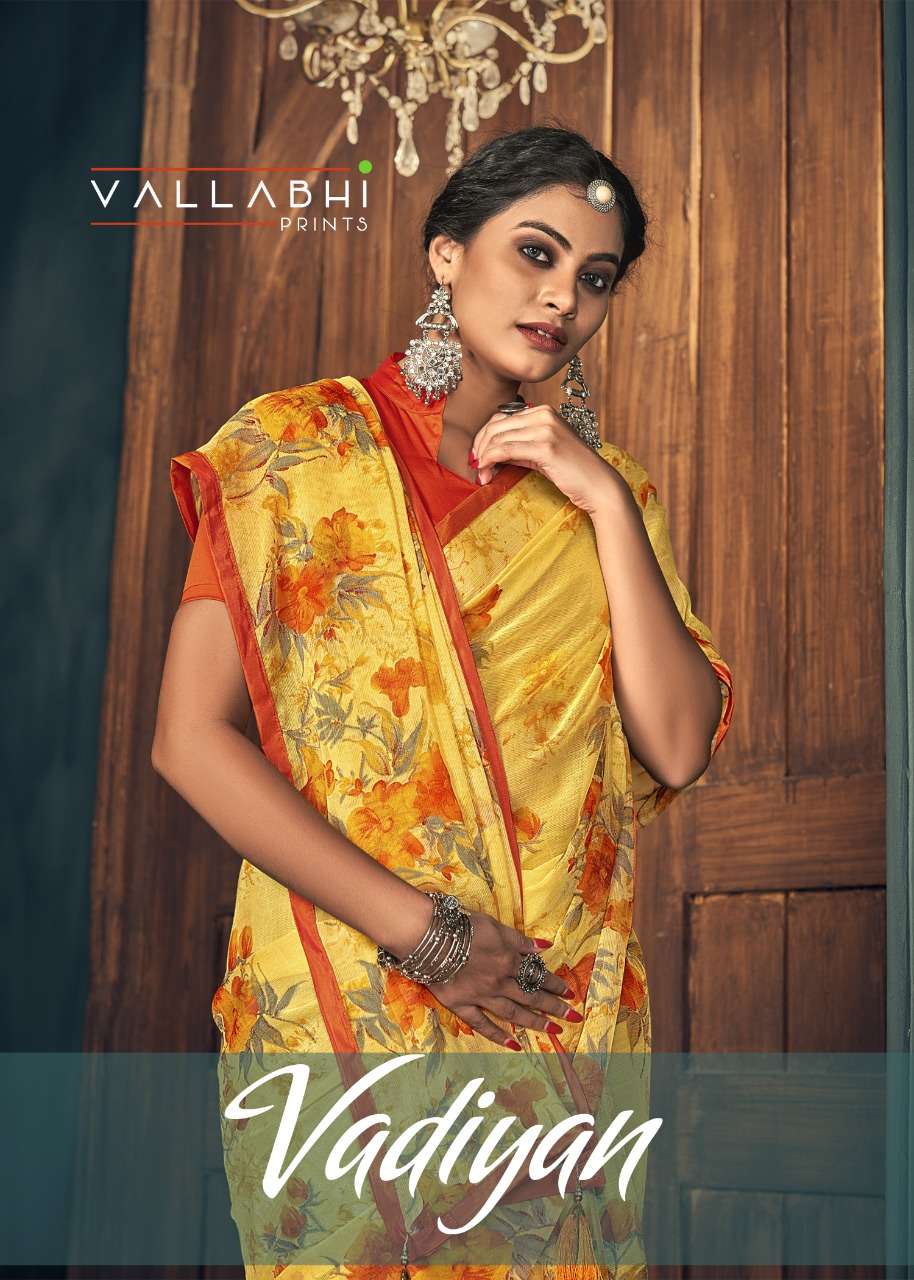 vallabhi vadiyan series 33232-33239 georgette print saree 