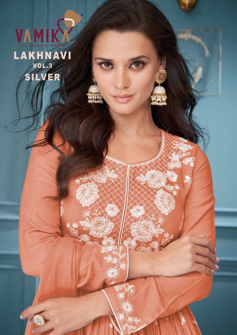 vamika lakhnavi vol 3 silver series 1018 14 kg rayon readymade suit