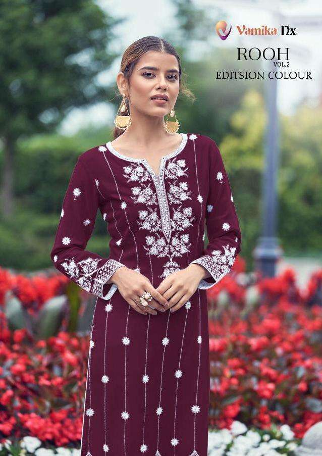 vamika nx rooh vol 2 edition color series 1107 pure rayon viscose kurti