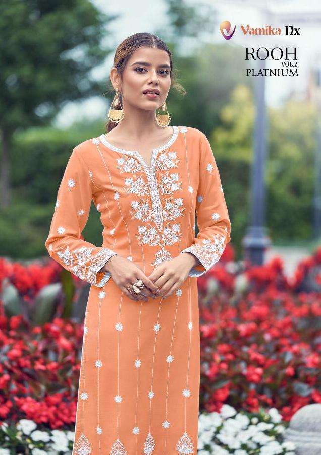 vamika nx rooh vol 2 platinum series 1107 pure rayon viscose kurti 