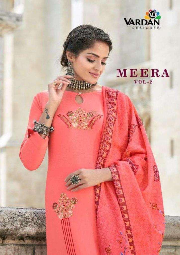 vardan designer meera vol 2 series 19014-19016 14 kg heavy rayon readymade suit 