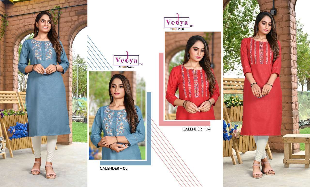 vedya calender series 01-06 slub kurti