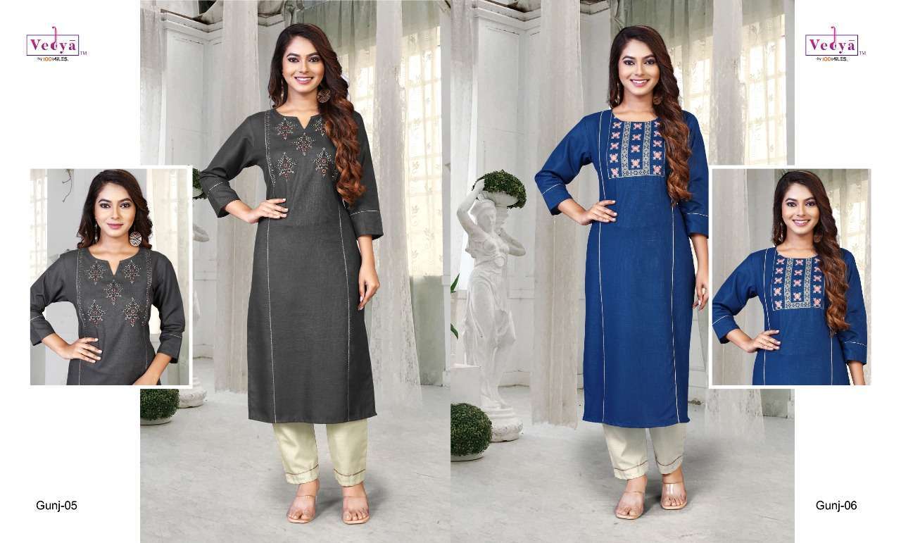 vedya gunj series 01-06 pc slub kurti